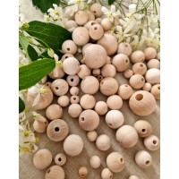 Dabīga Koka Bumbiņas Ar Caurumu, Dažādi Izmēri - OUWAKIDS Dabīga Koka Bumbiņas Ar Caurumu, Dažādi Izmēri - OUWAKIDS